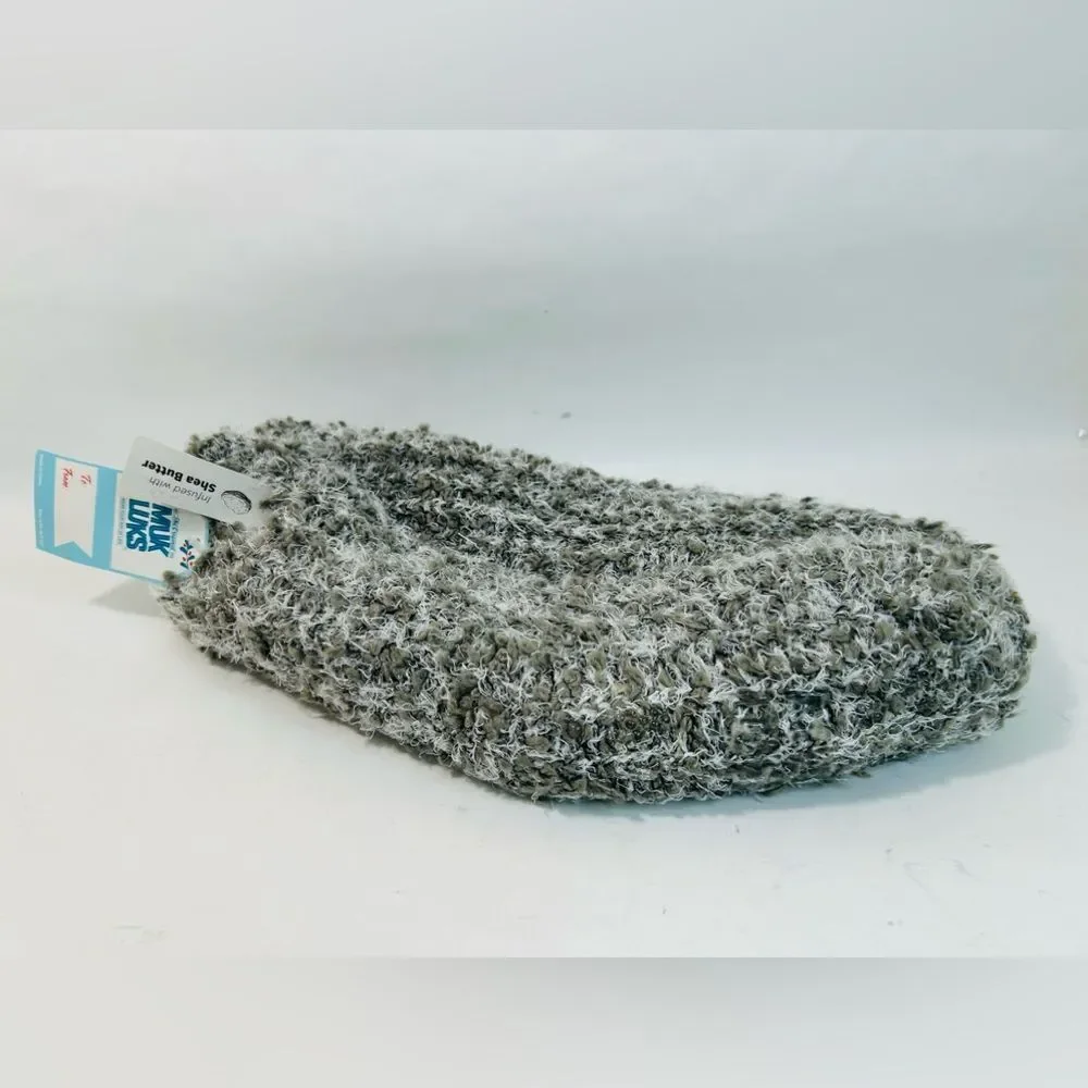 NEW Muk Luks Grey Marled Knit Fuzzy Socks Infused w/Shea Butter size 8.5-11 NWT